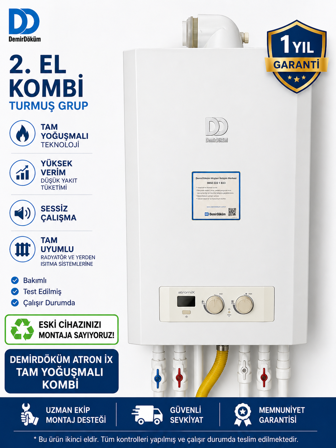 2. EL TAM YOĞUŞMALI DEMİRDÖKÜM ATROMİX 24Kw KOMBİ