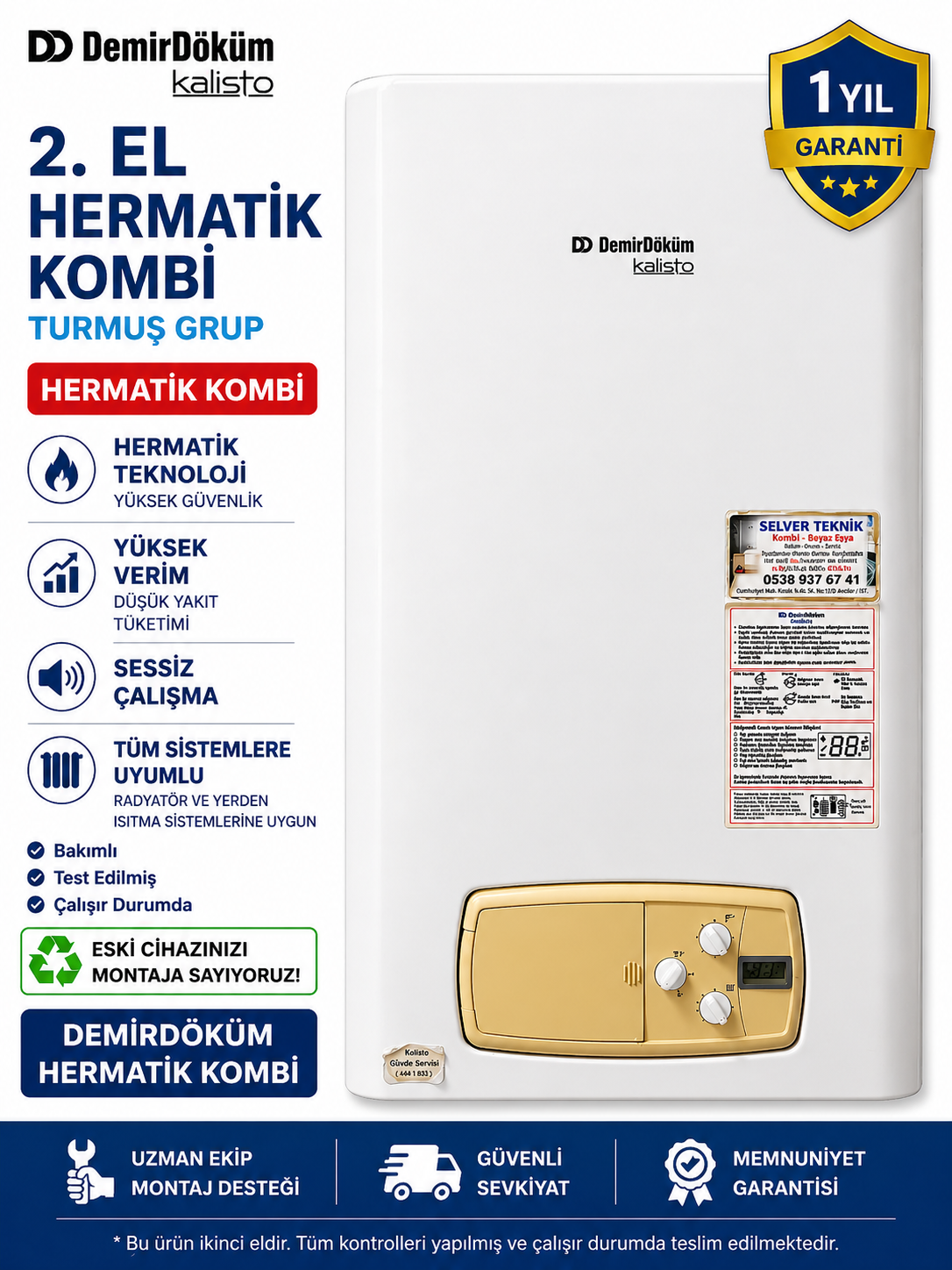 2.EL Demirdöküm Kalisto Hermatik Kombi