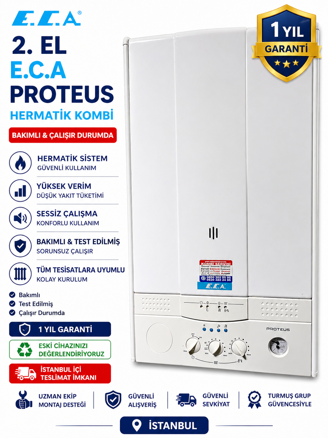 2. EL ECA PROTEUS HERMATİK KOMBİ