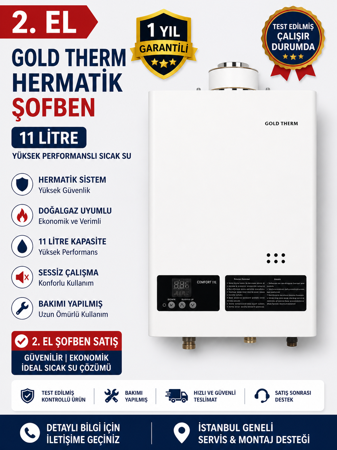 2. EL GOLD THERM HERMATİK ŞOFBEN 11 LT