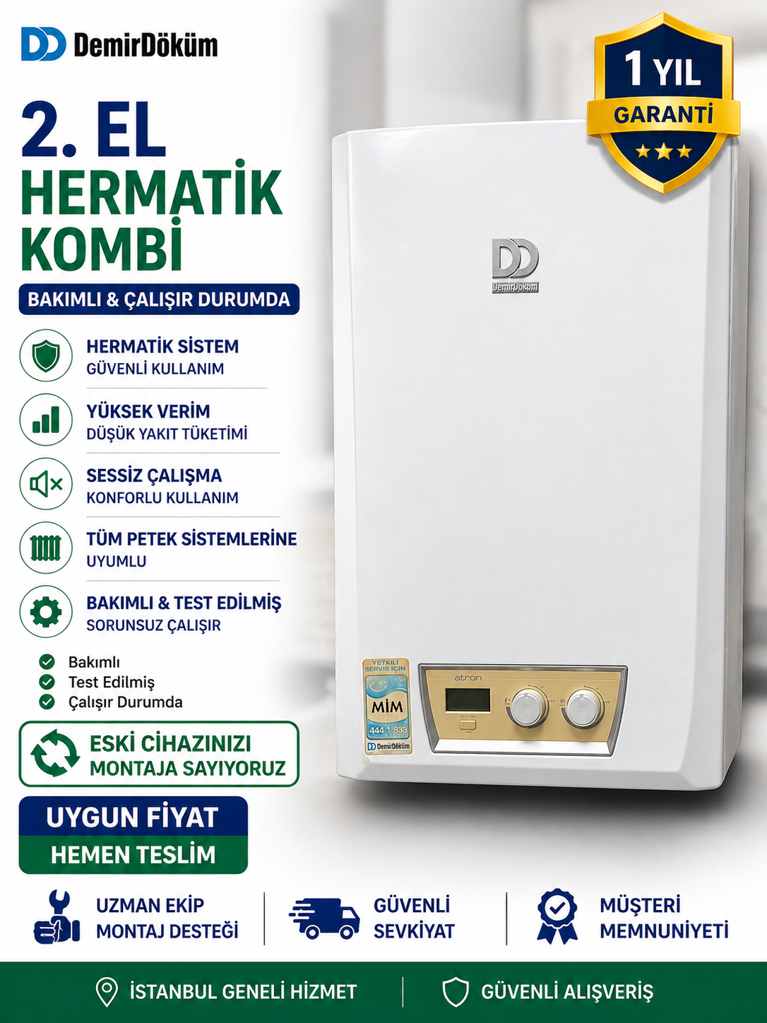 2. EL Demirdöküm Atron Hermatik Kombi